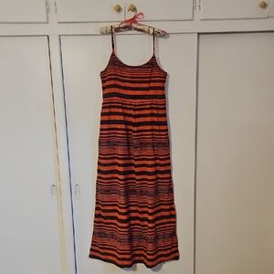 Gap Orange and Navy Striped Maxi Dress